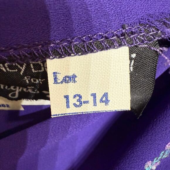 Shangri La Purple Embroidered One Shoulder Vintage Midi Dress Sz M - Picture 6 of 13